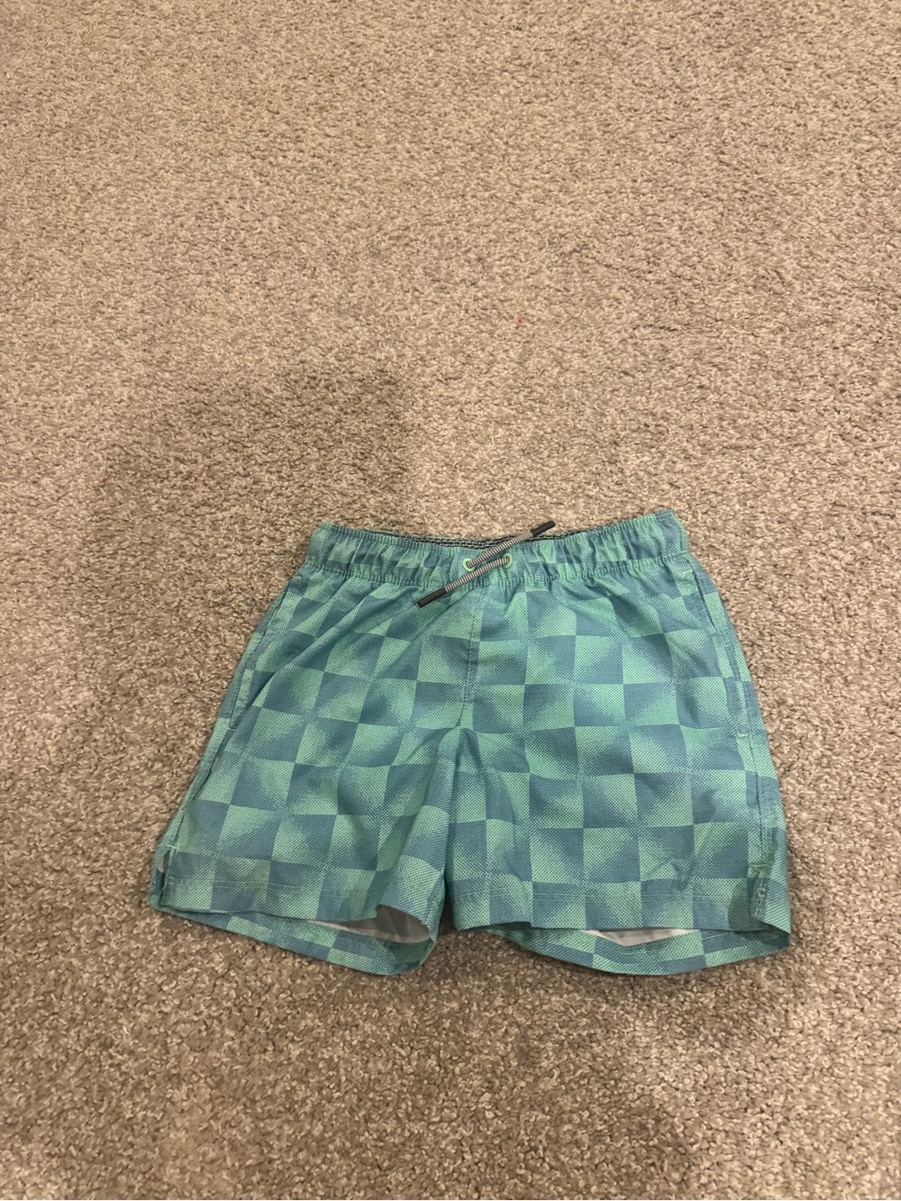art class Teal and Aqua Check Swim Trunks - Kids